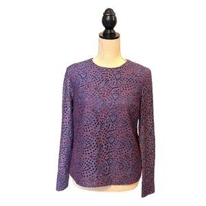 Banana Republic Lace Crew Neck Blouse in Blue and Red